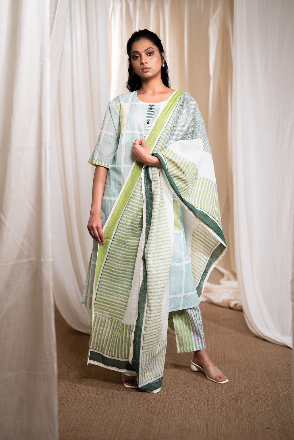 MARINA Block-Block Kurta (Set of 3)