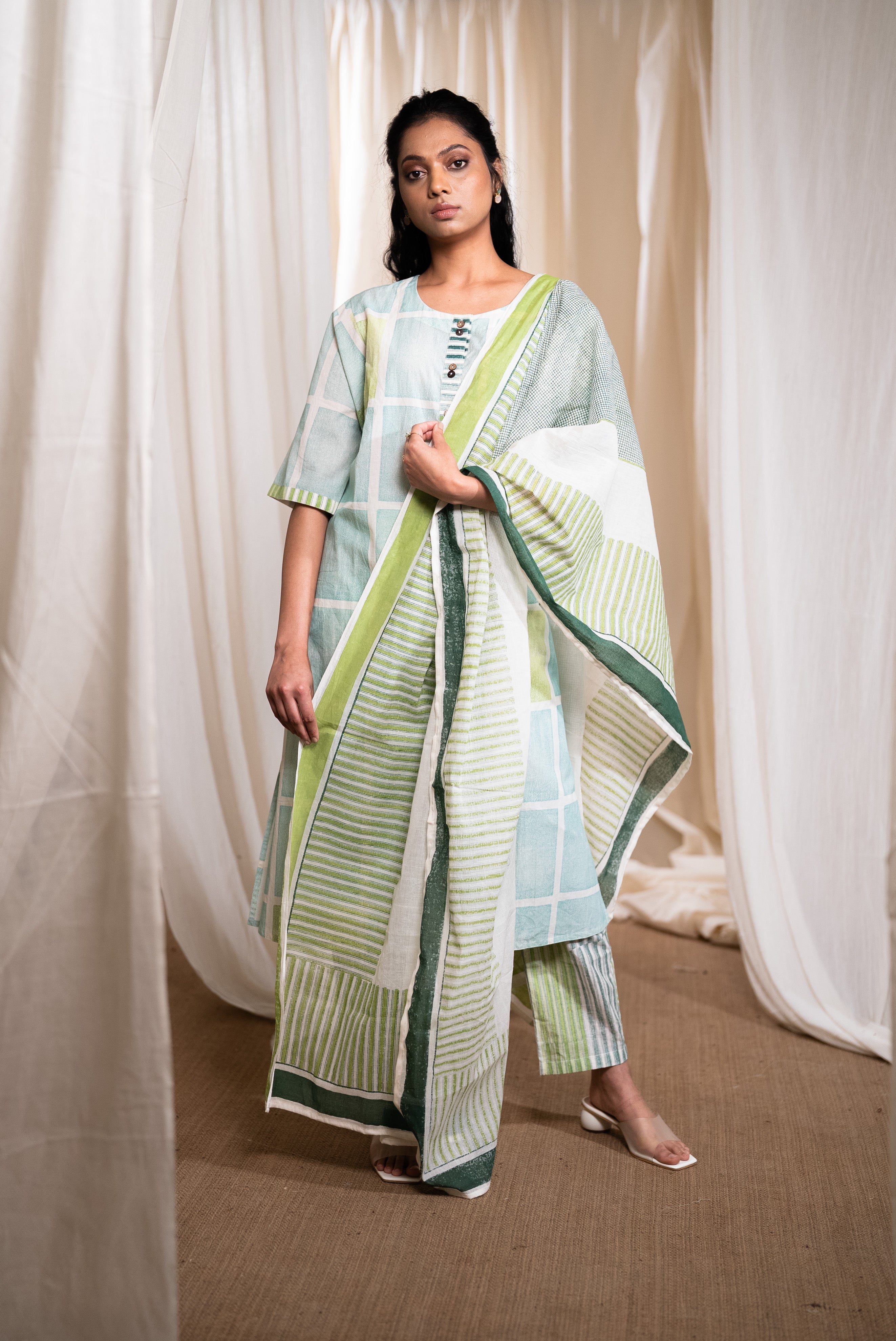 MARINA Block-Block Kurta (Set of 3)