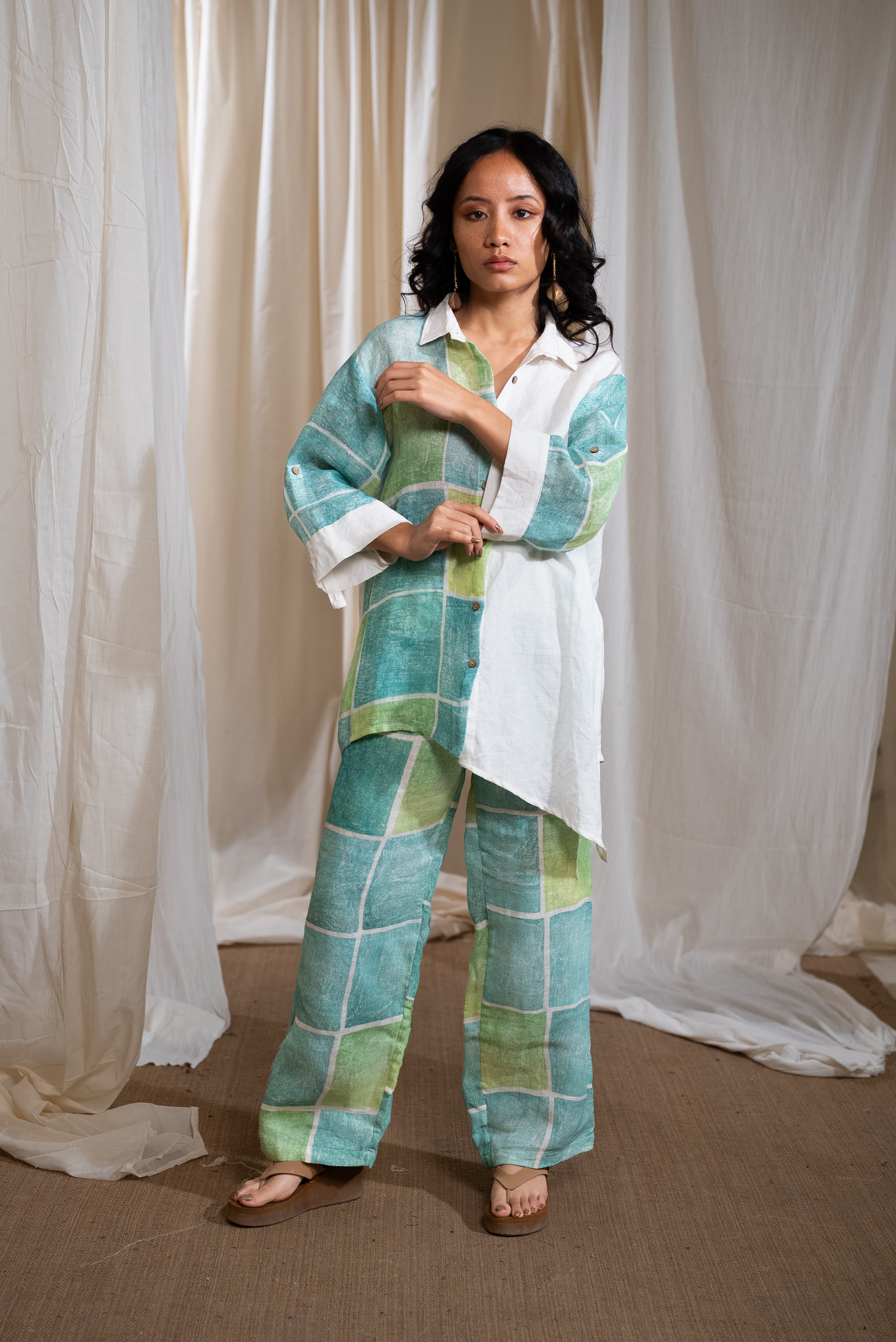 MARINA mirage Linen Shirt coordinate (Set of 2)