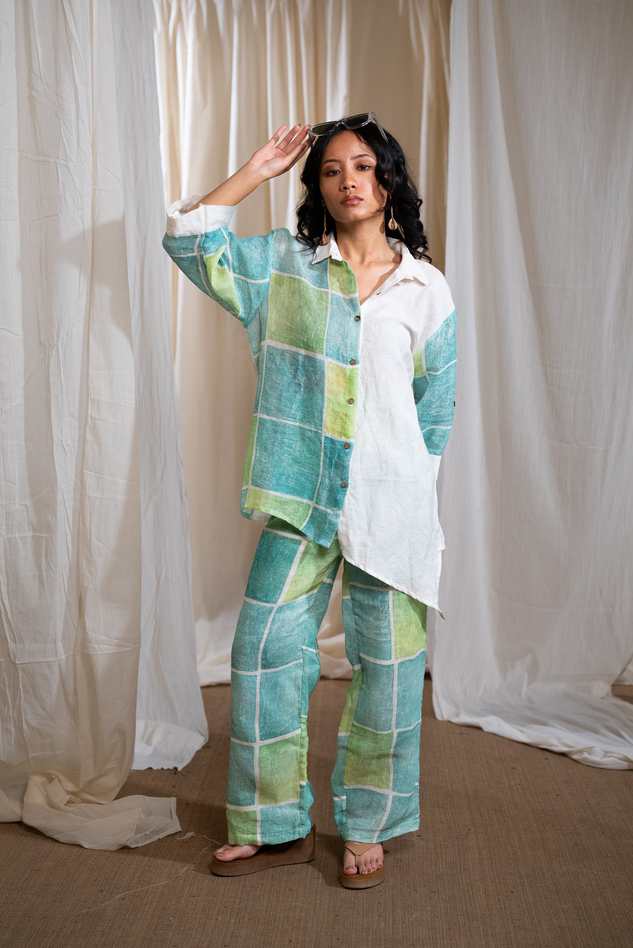 MARINA mirage Linen Shirt coordinate (Set of 2)