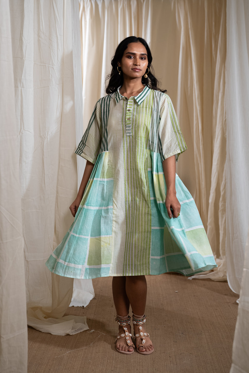 MARINA block Collared Dress