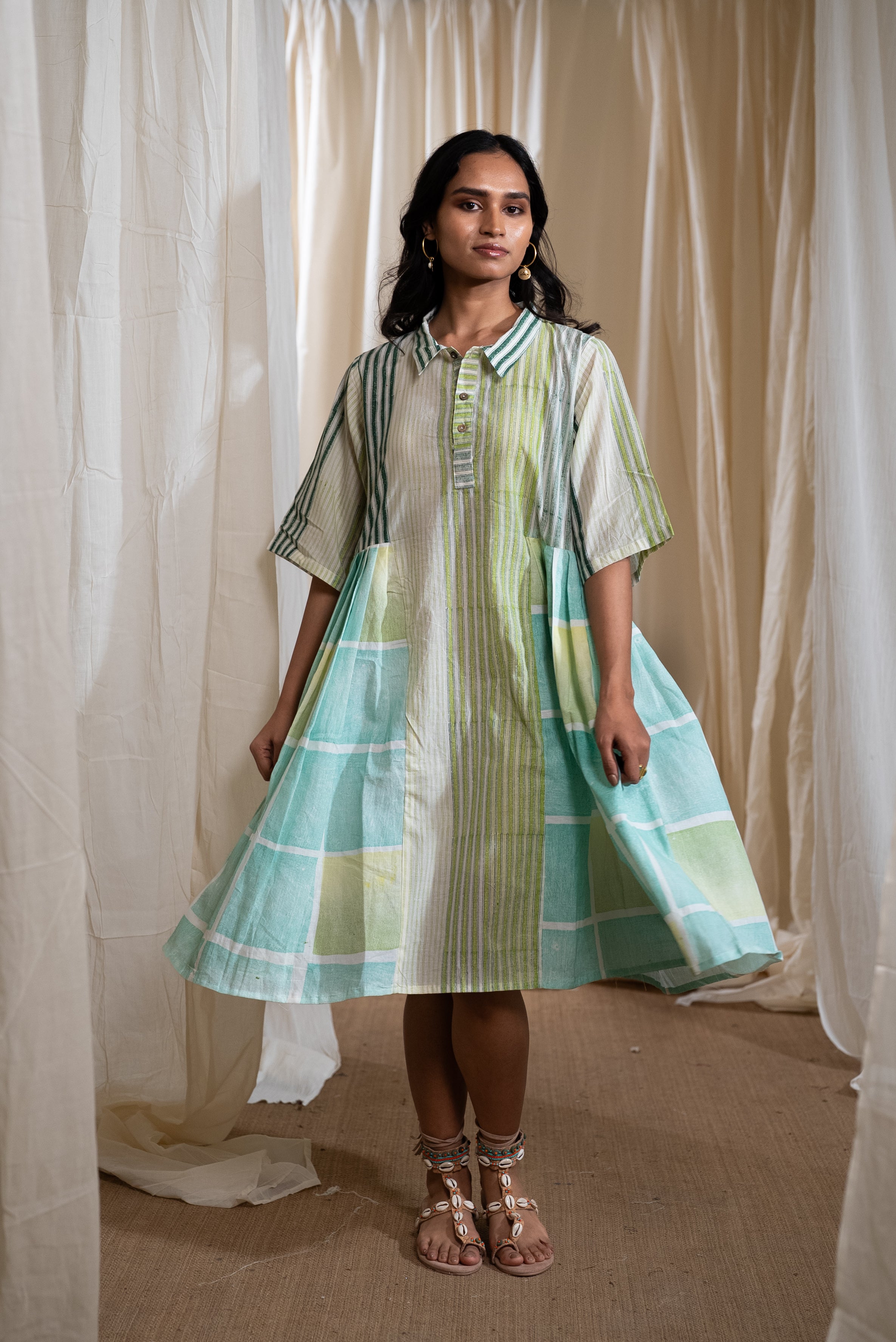 MARINA block Collared Dress