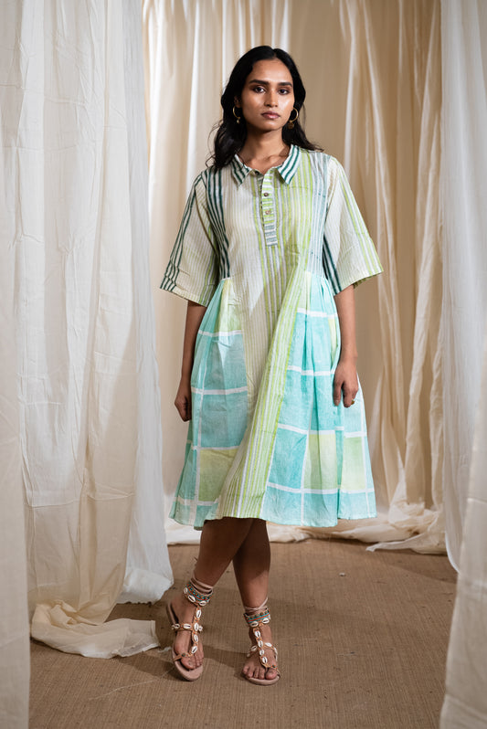 MARINA block Collared Dress