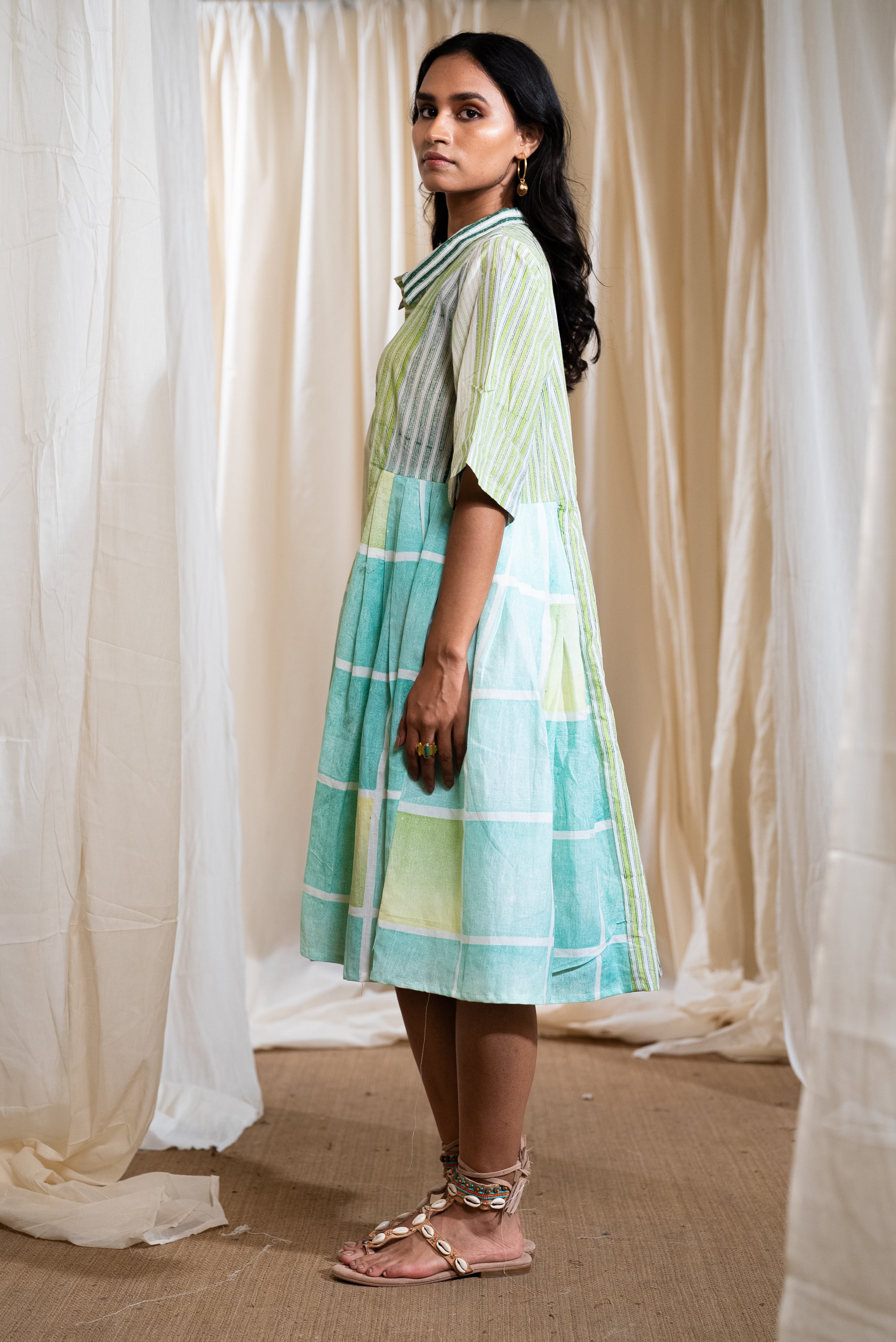 MARINA block Collared Dress