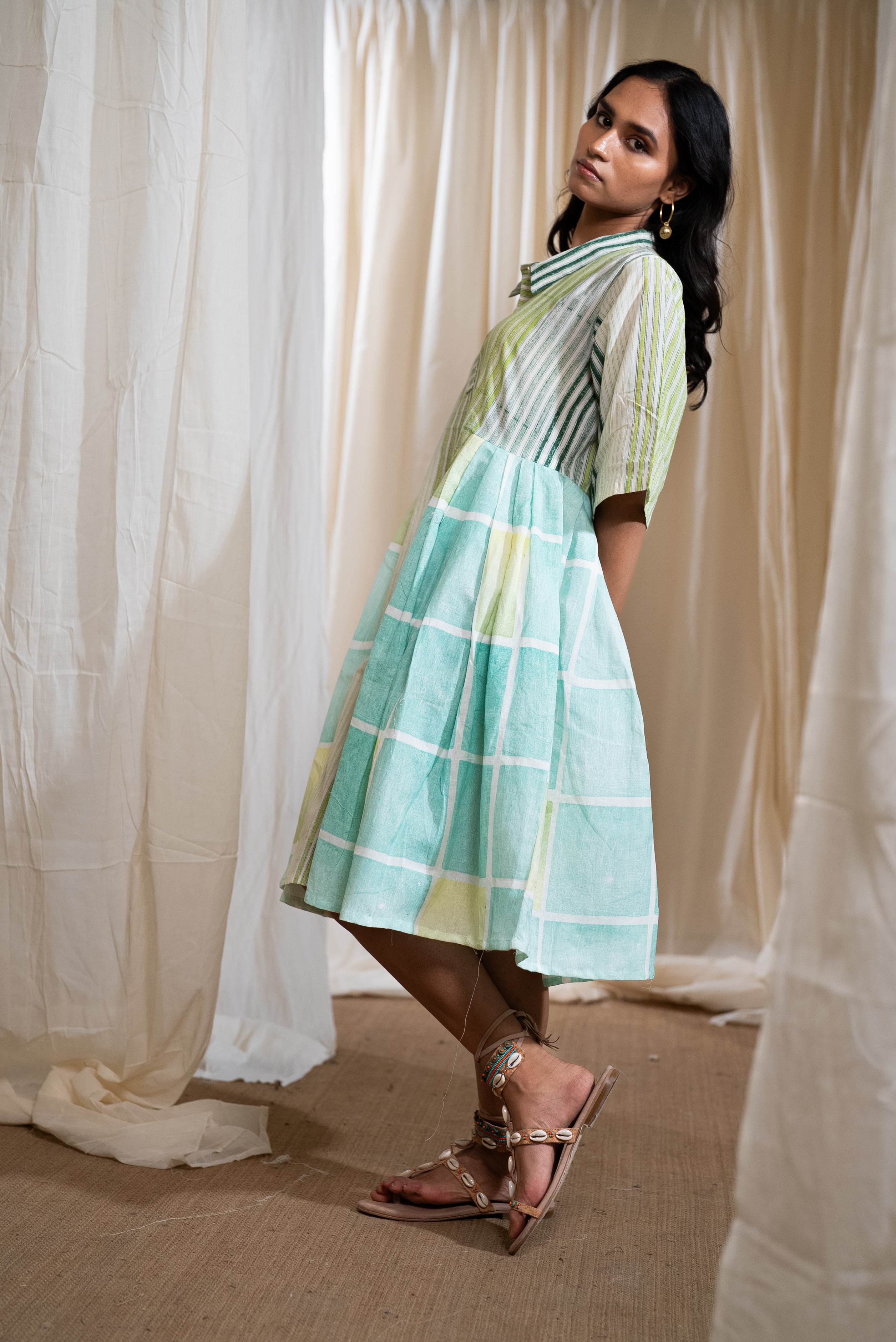 MARINA block Collared Dress