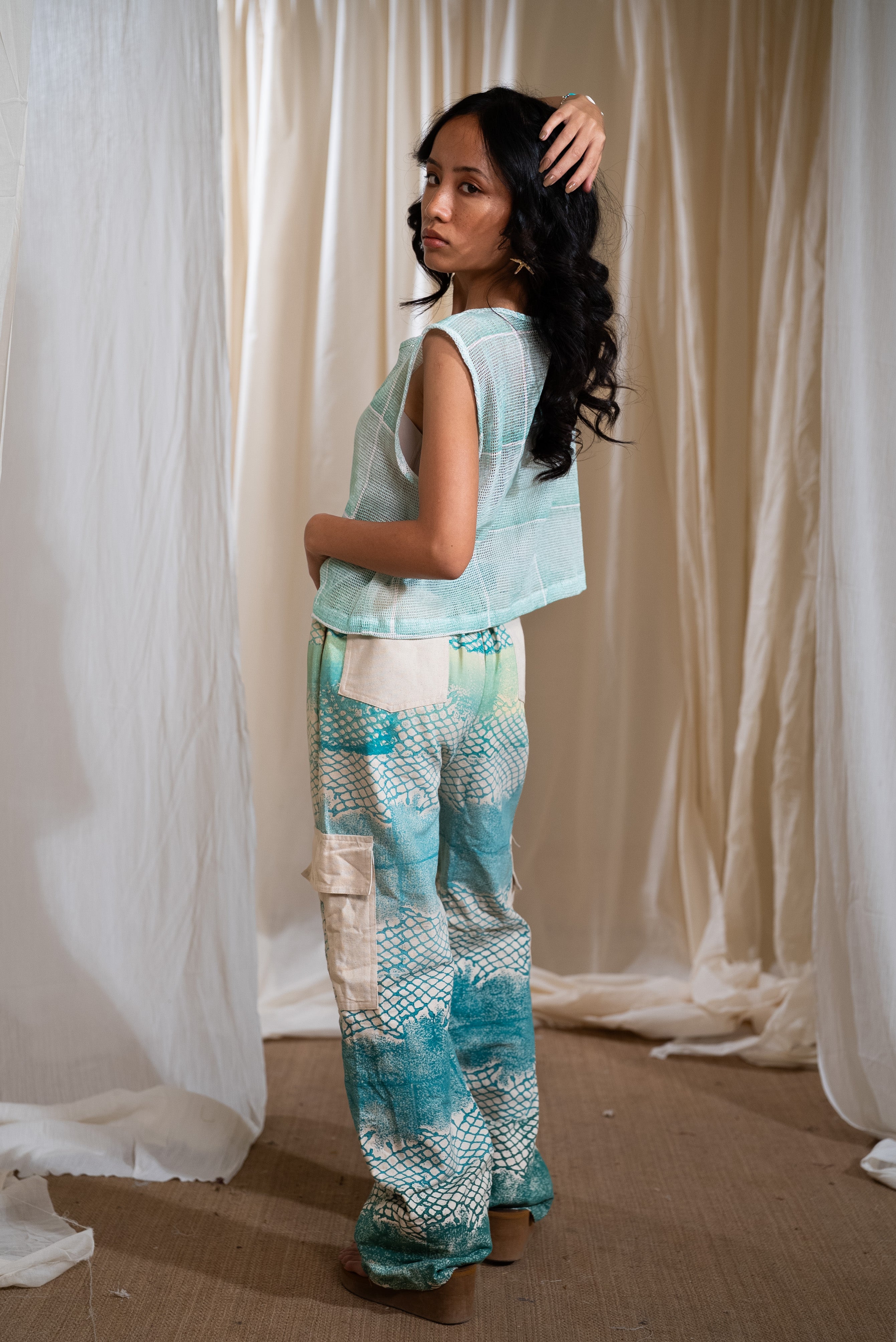 MARINA aqua mesh top