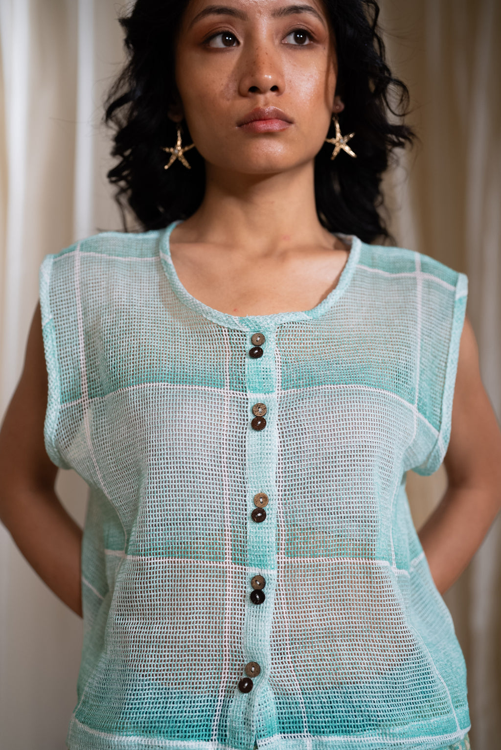 MARINA aqua mesh top