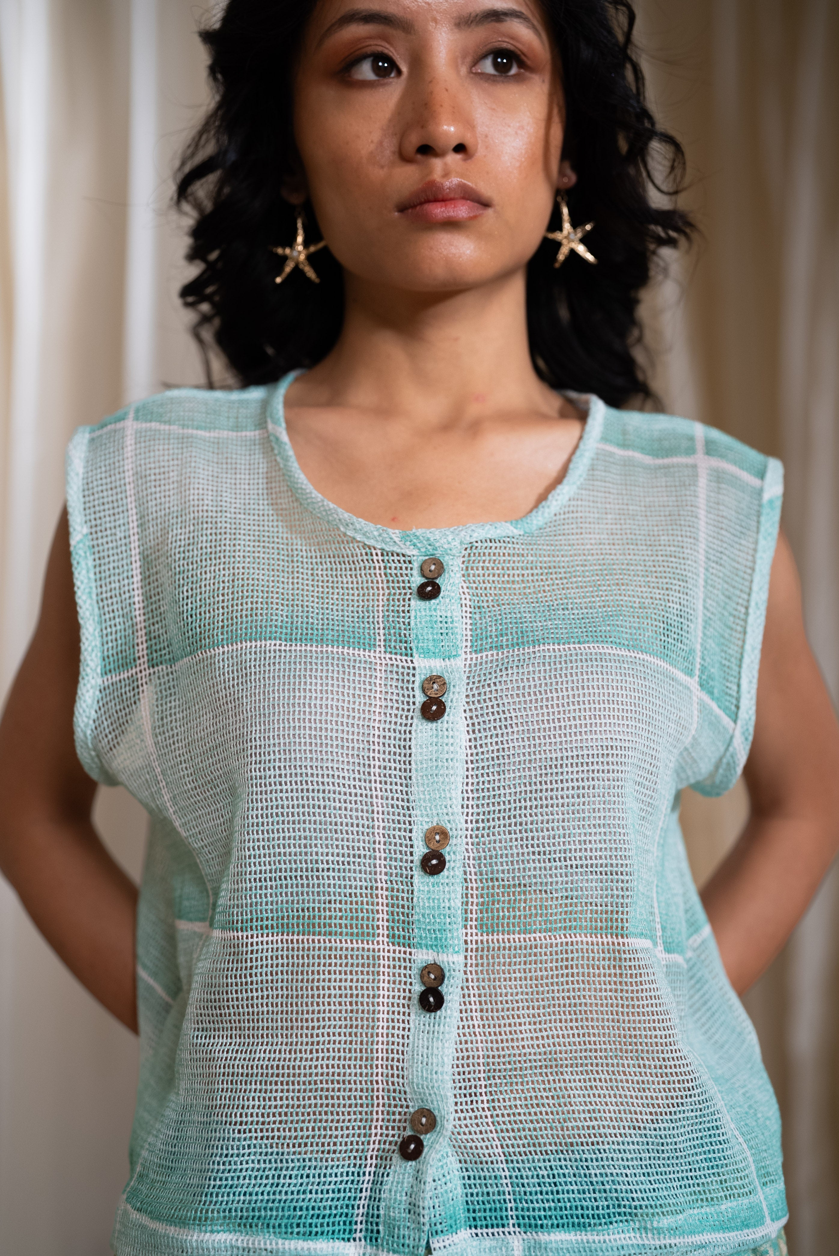MARINA aqua mesh top