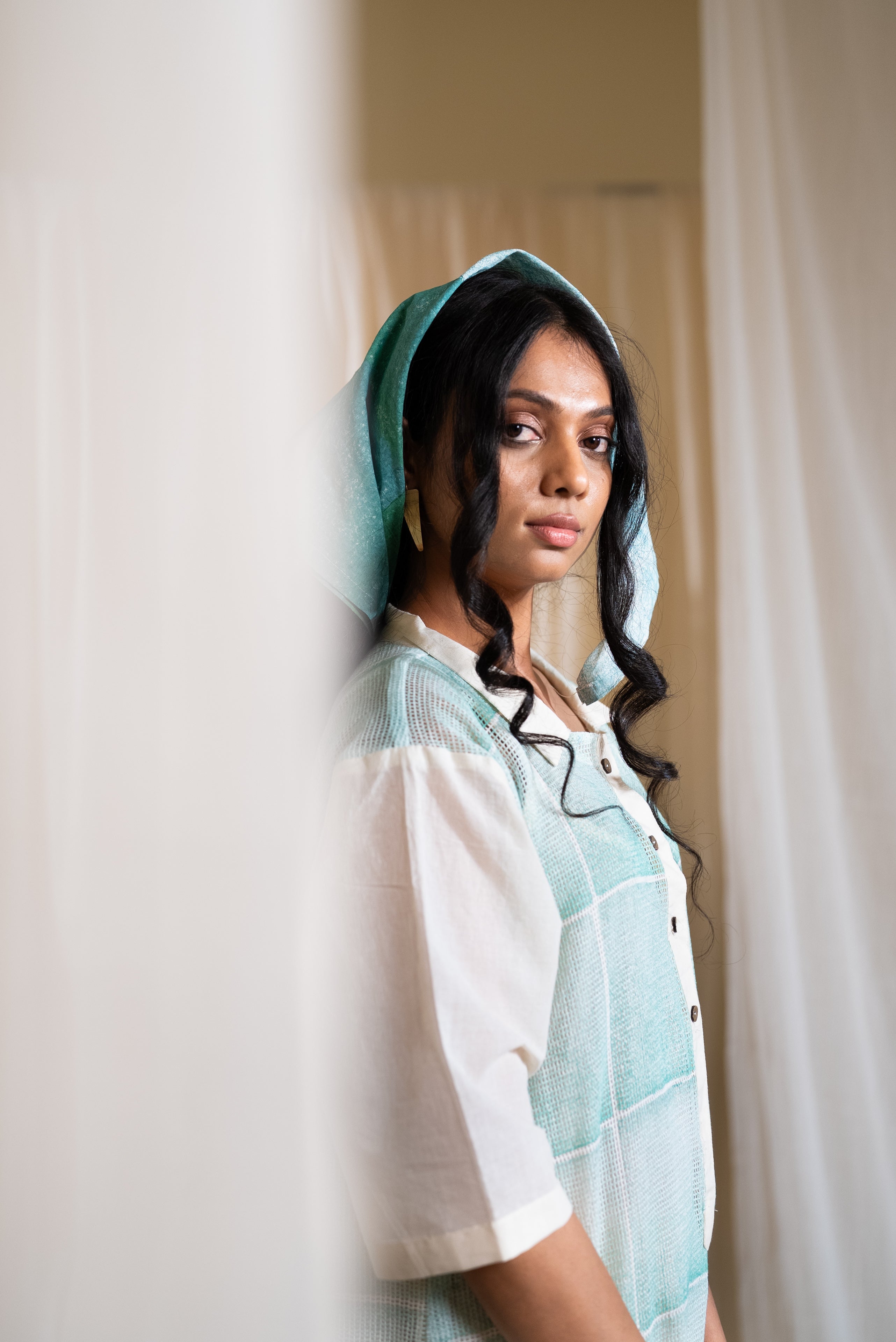 MARINA aqua lily mesh dress with slip