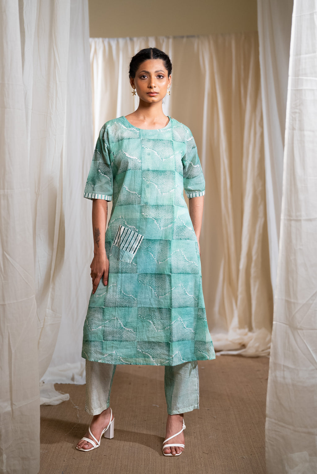 MARINA Honeycomb Kurta Set (Set of 3)