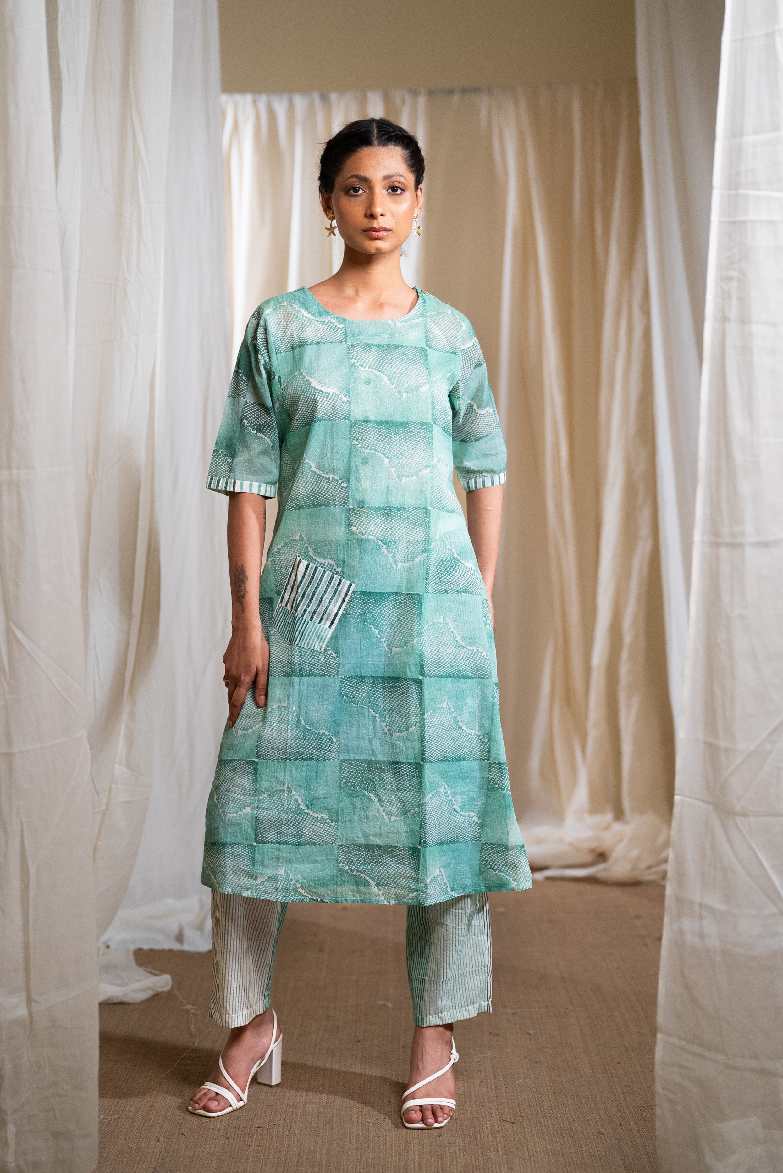 MARINA Honeycomb Kurta Set (Set of 3)