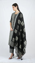 Space Crossed Black Dupatta - BANANA labs