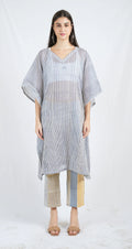 Blue Twister Pin Stripe Kaftan with Pants (Set of 2) - BANANA labs