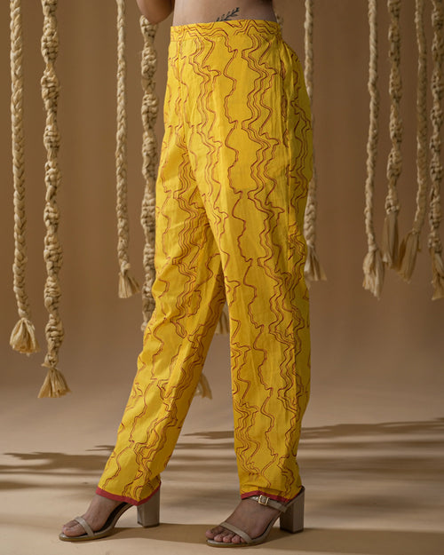 Aurum Pink & Yellow Kurta set with Shrug (Set of 3) - BANANA labs