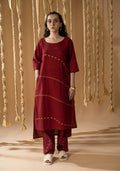 Aurum Trail Maroon Kurta with Pants (Set of 2) - BANANA labs