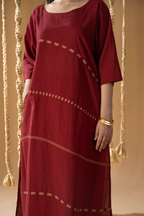 Aurum Trail Maroon Kurta with Pants (Set of 2) - BANANA labs
