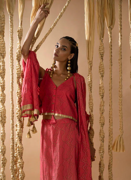Aurum Ombre Waves Lehnga (Set of 3) - BANANA labs