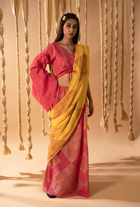 Aurum Ombre Diamond Saree Set (Set of 2)