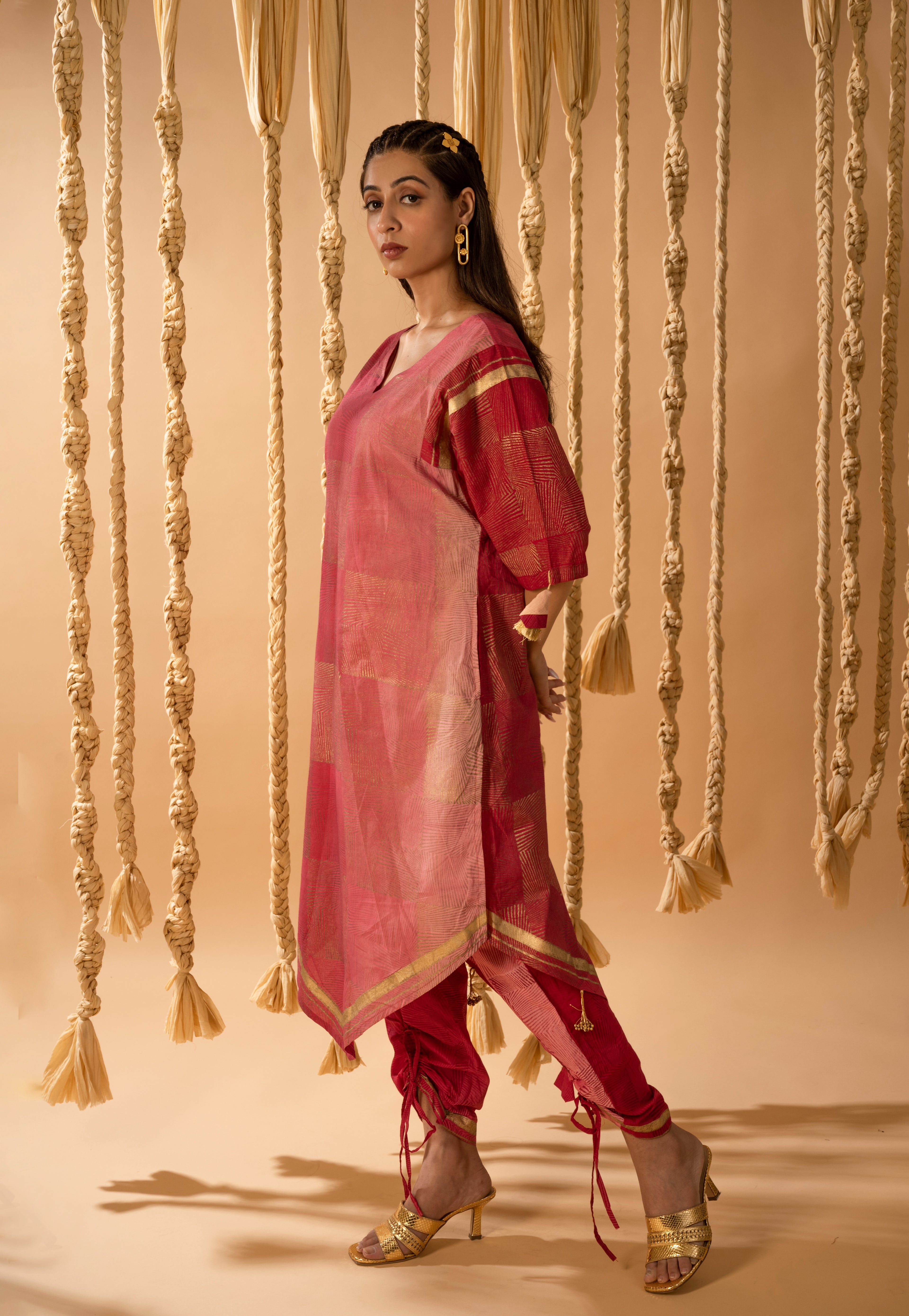 Aurum Zip-Zap Pink Kurta