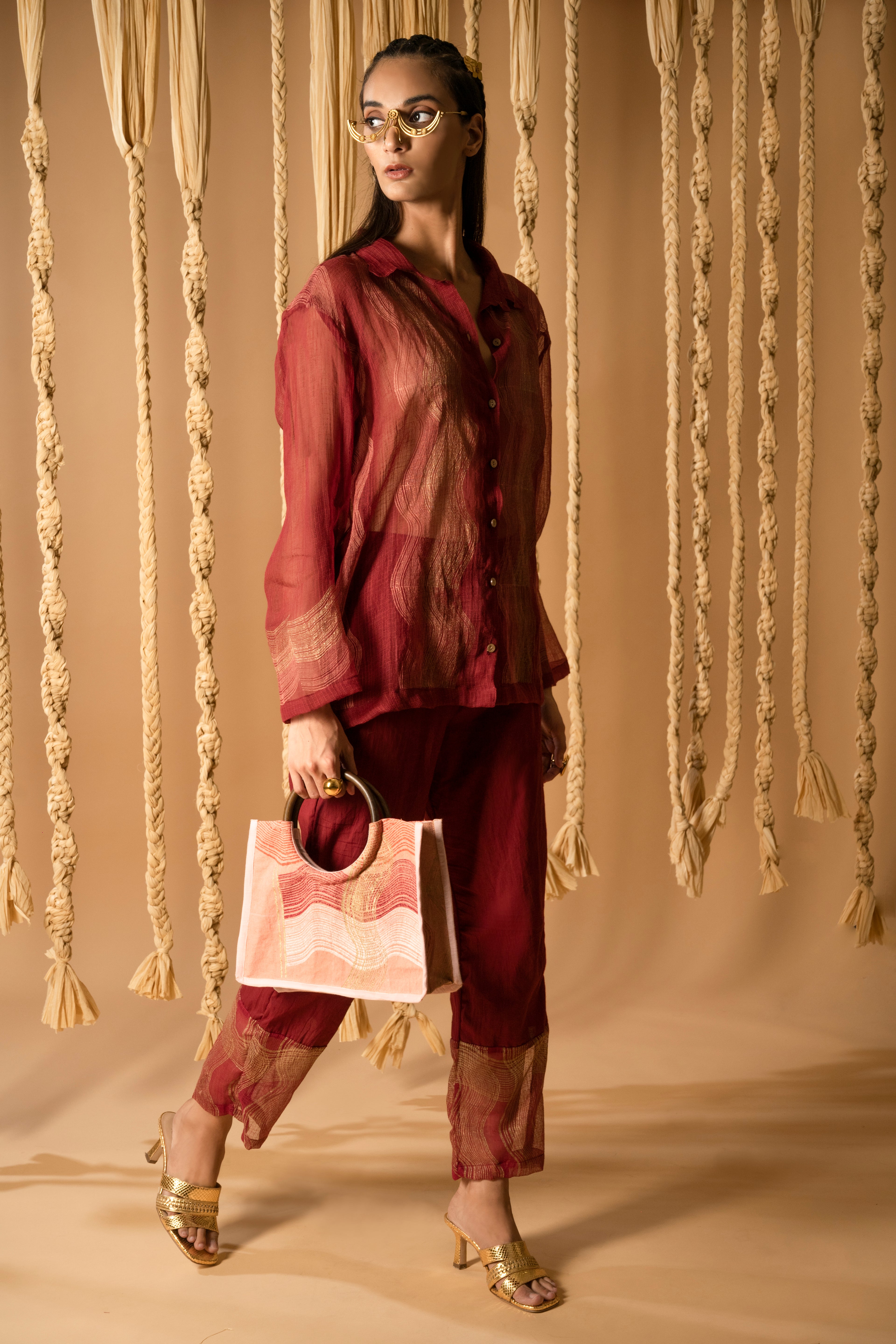 Aurum Waves Maroon Co-ord (Set of 2)