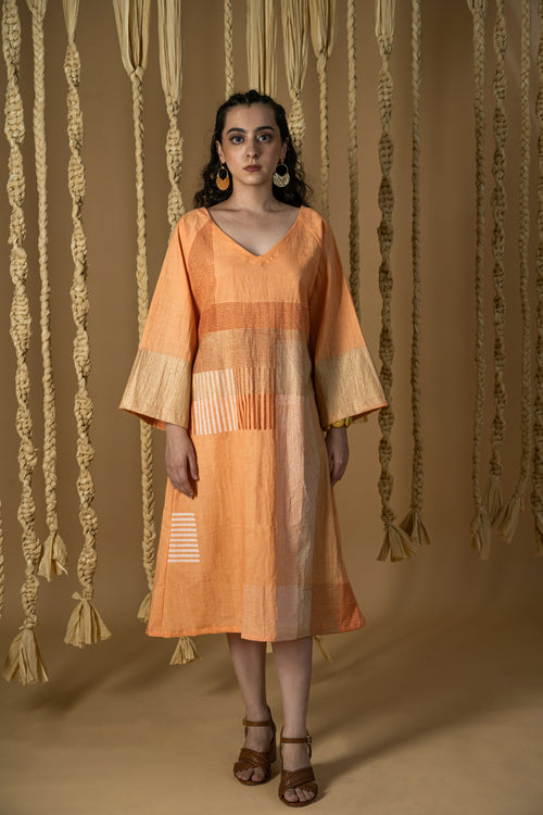 Aurum Block Orange dress - BANANA labs