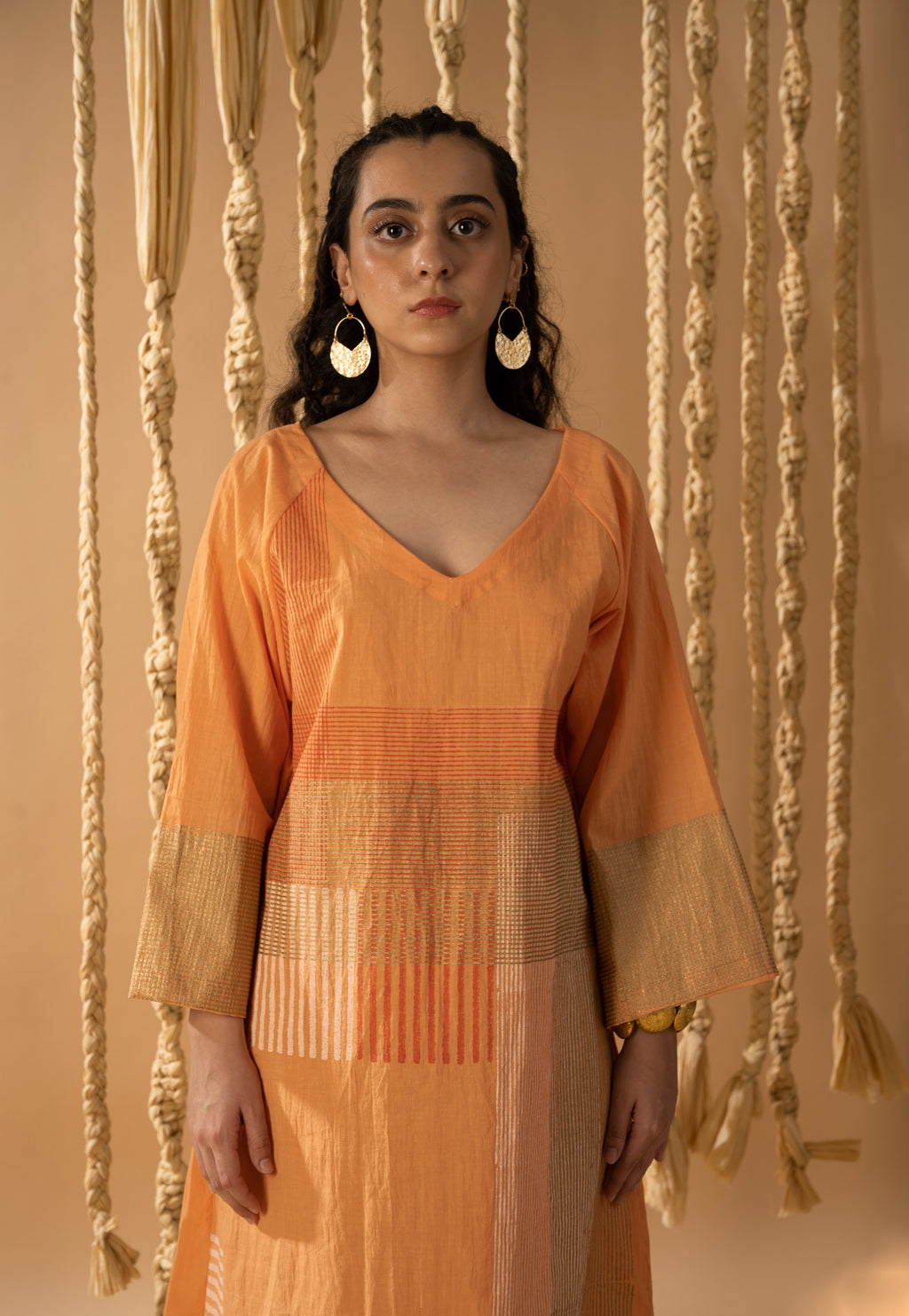 Aurum Zari Peachy Dress and Shrug (Set of 2)