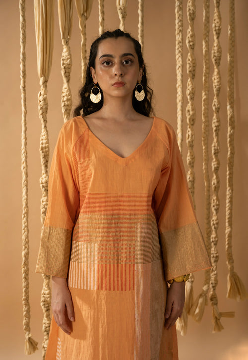 Aurum Block Orange dress - BANANA labs