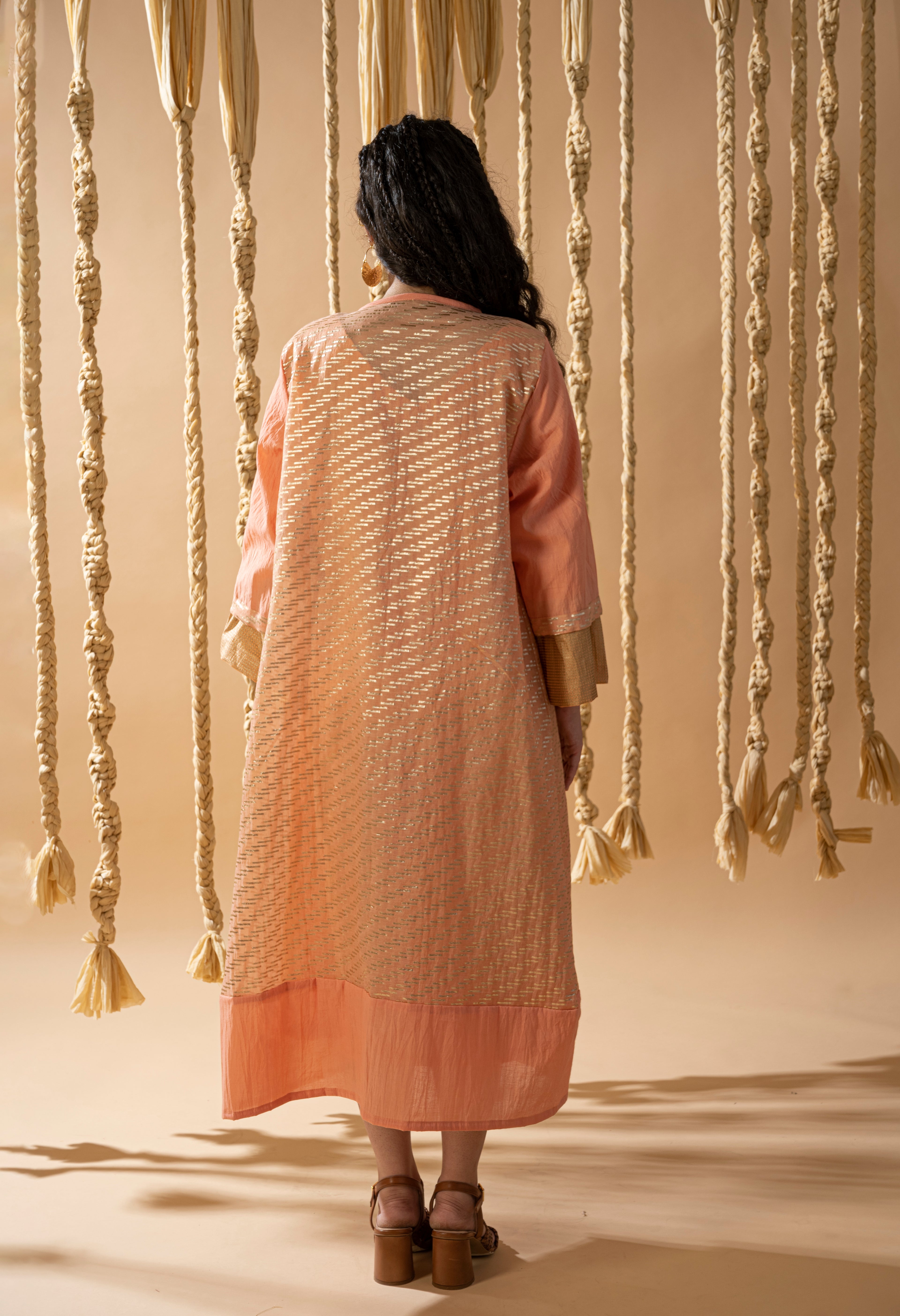 Aurum Gilded Peach Zari Shrug