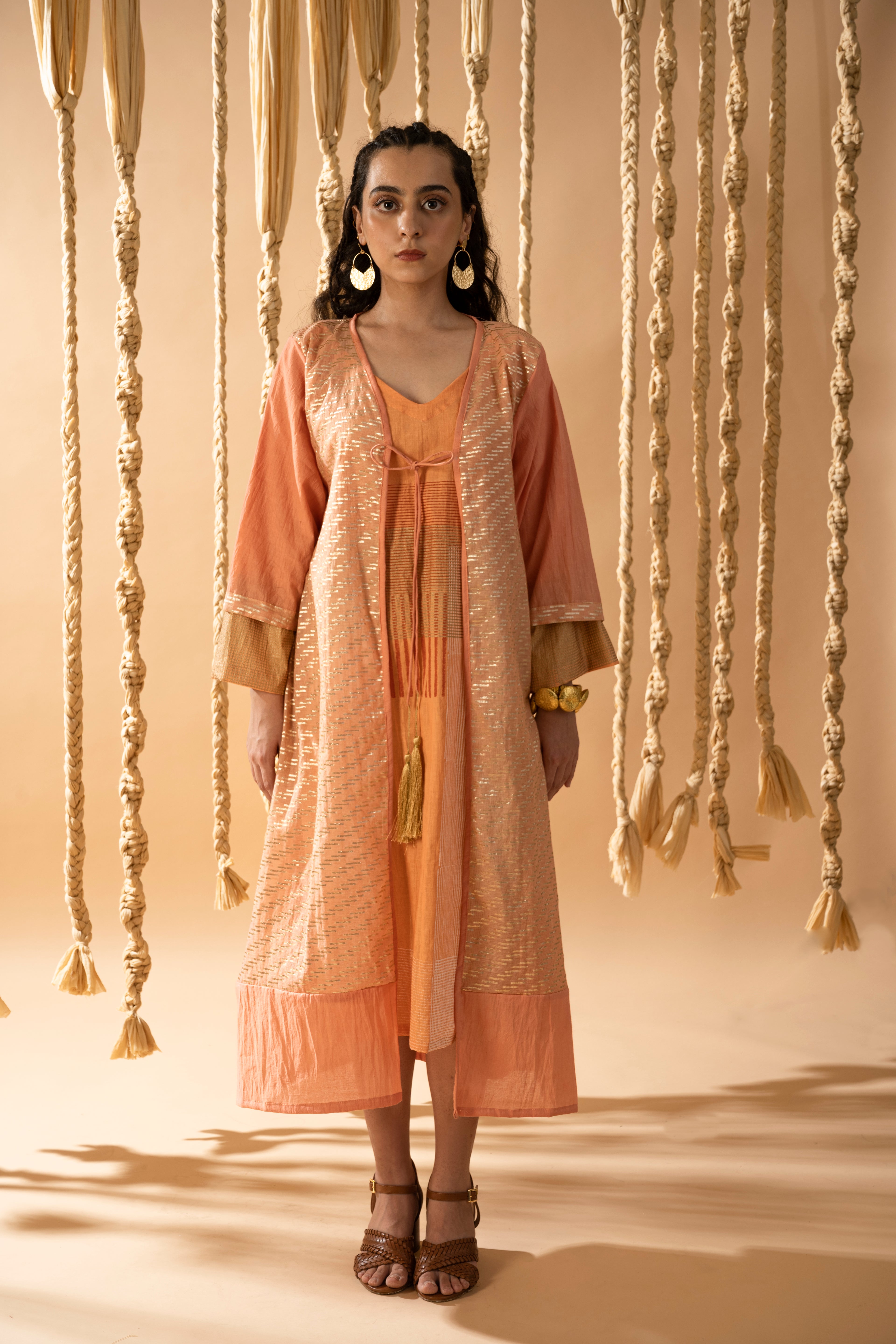 Aurum Gilded Peach Zari Shrug