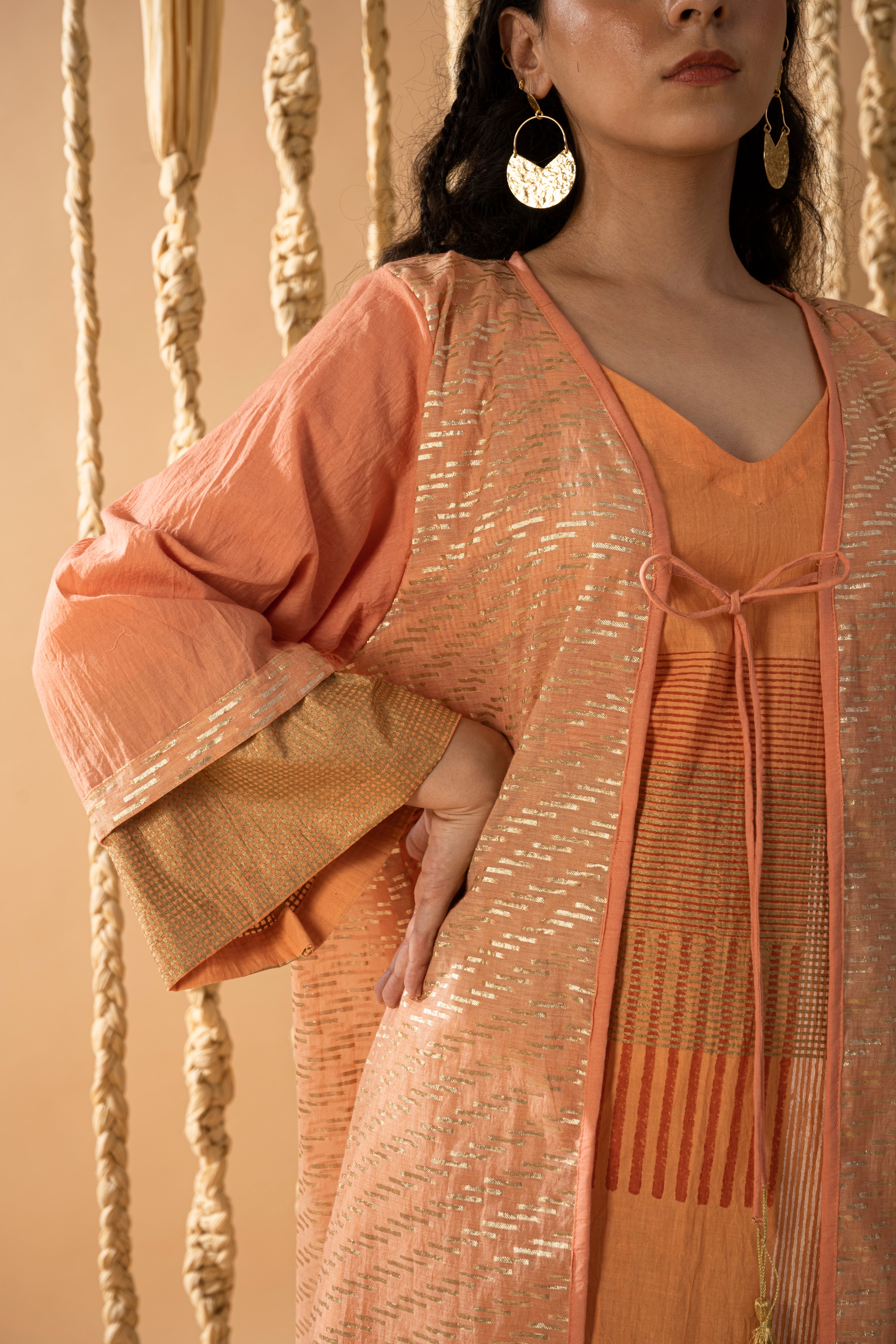 Aurum Gilded Peach Zari Shrug