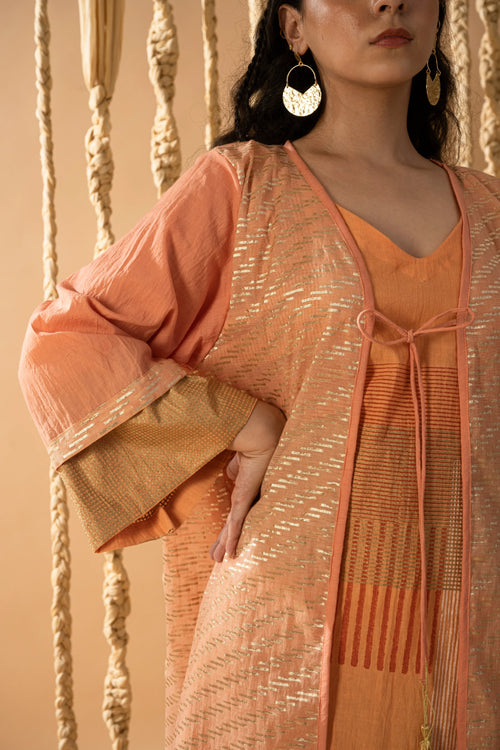 Aurum Gilded Peach Zari Shrug - BANANA labs