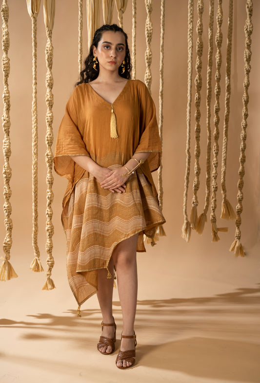 Aurum Way Asymmetrical Mustard Kaftan