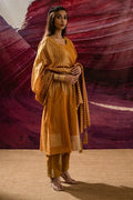 Aurum Chock Block Mustard Kurta and Pants with Dupatta(Set of 3) - BANANA labs