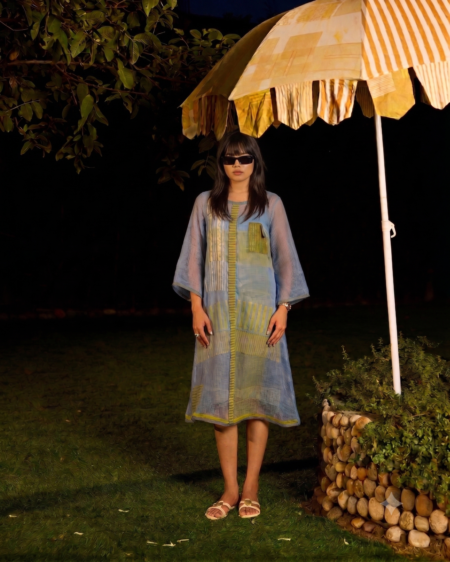Weekend Blue Lagoon Slow Sunday Dress with Printed Slip (Set of 2)