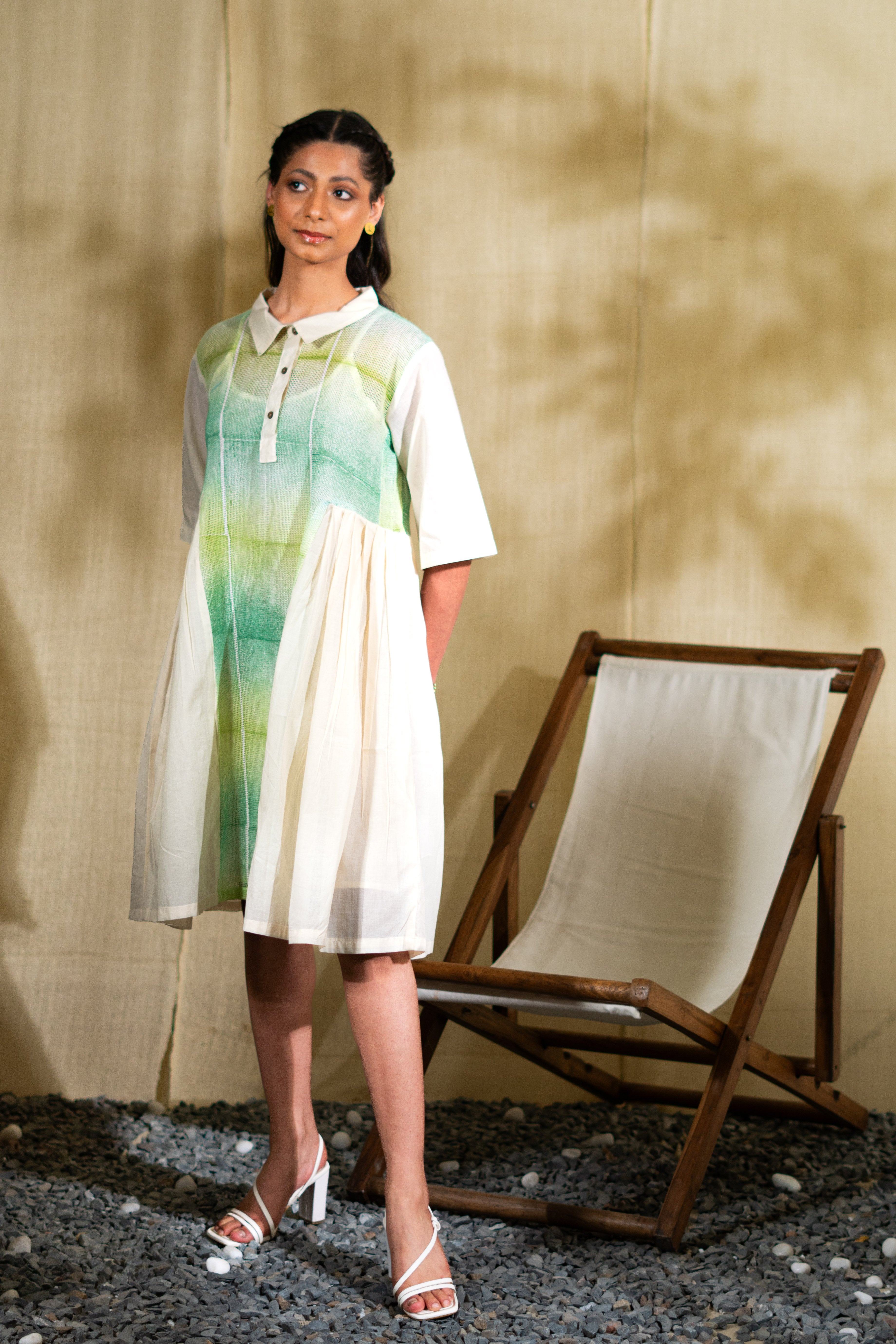 MARINA limola collar dress with slip