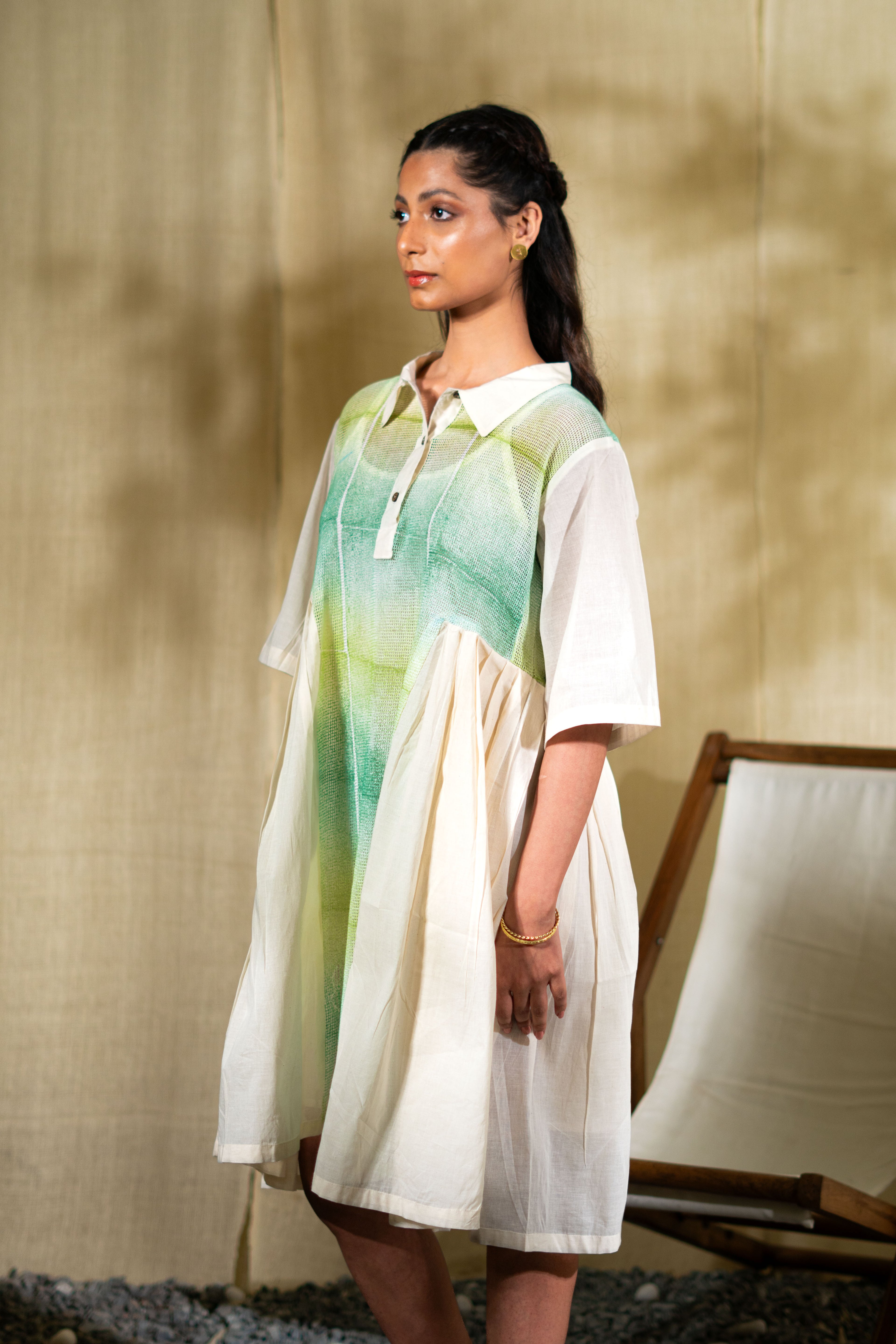 MARINA limola collar dress with slip