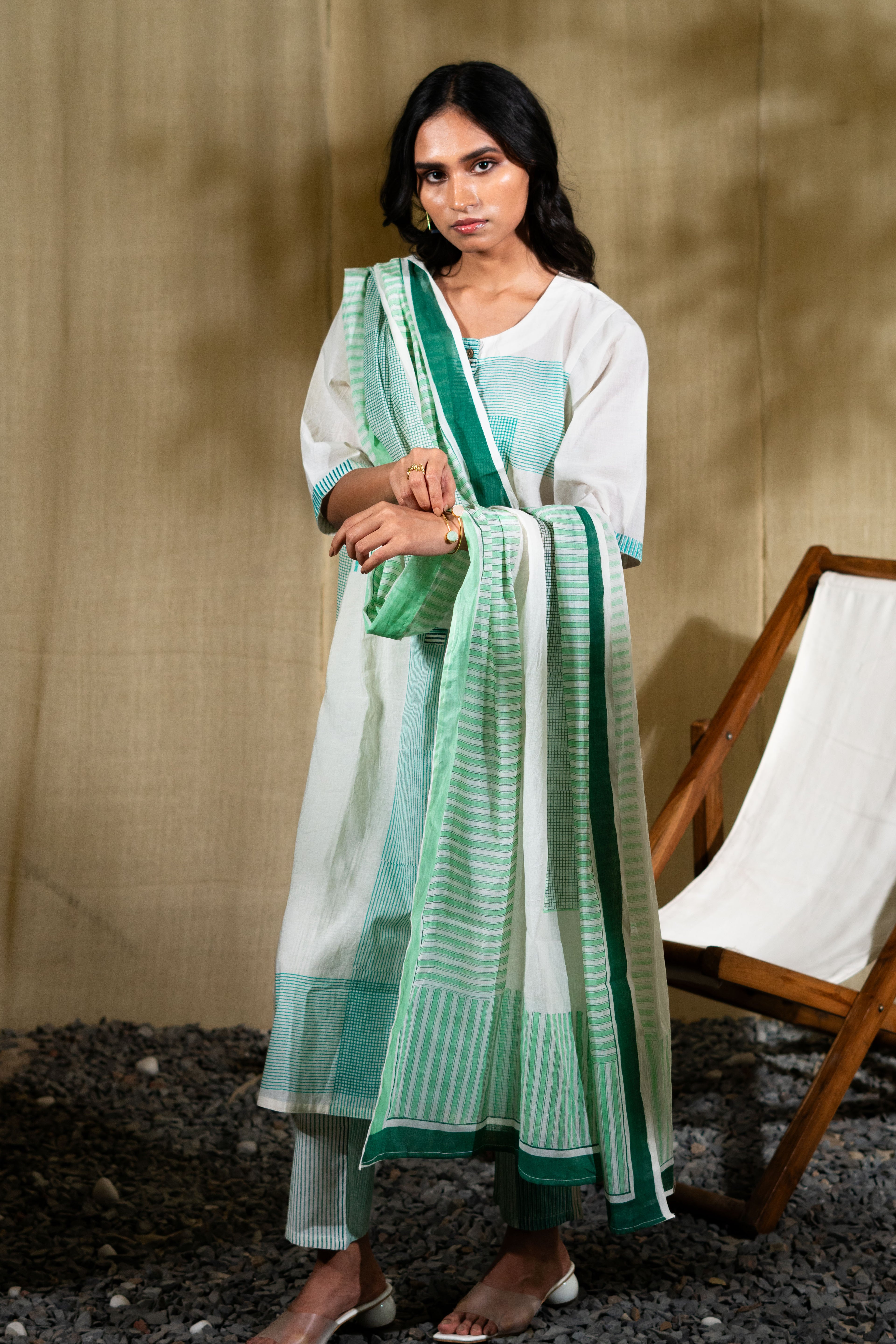 MARINA Chock-Block Kurta Set (Set of 3)