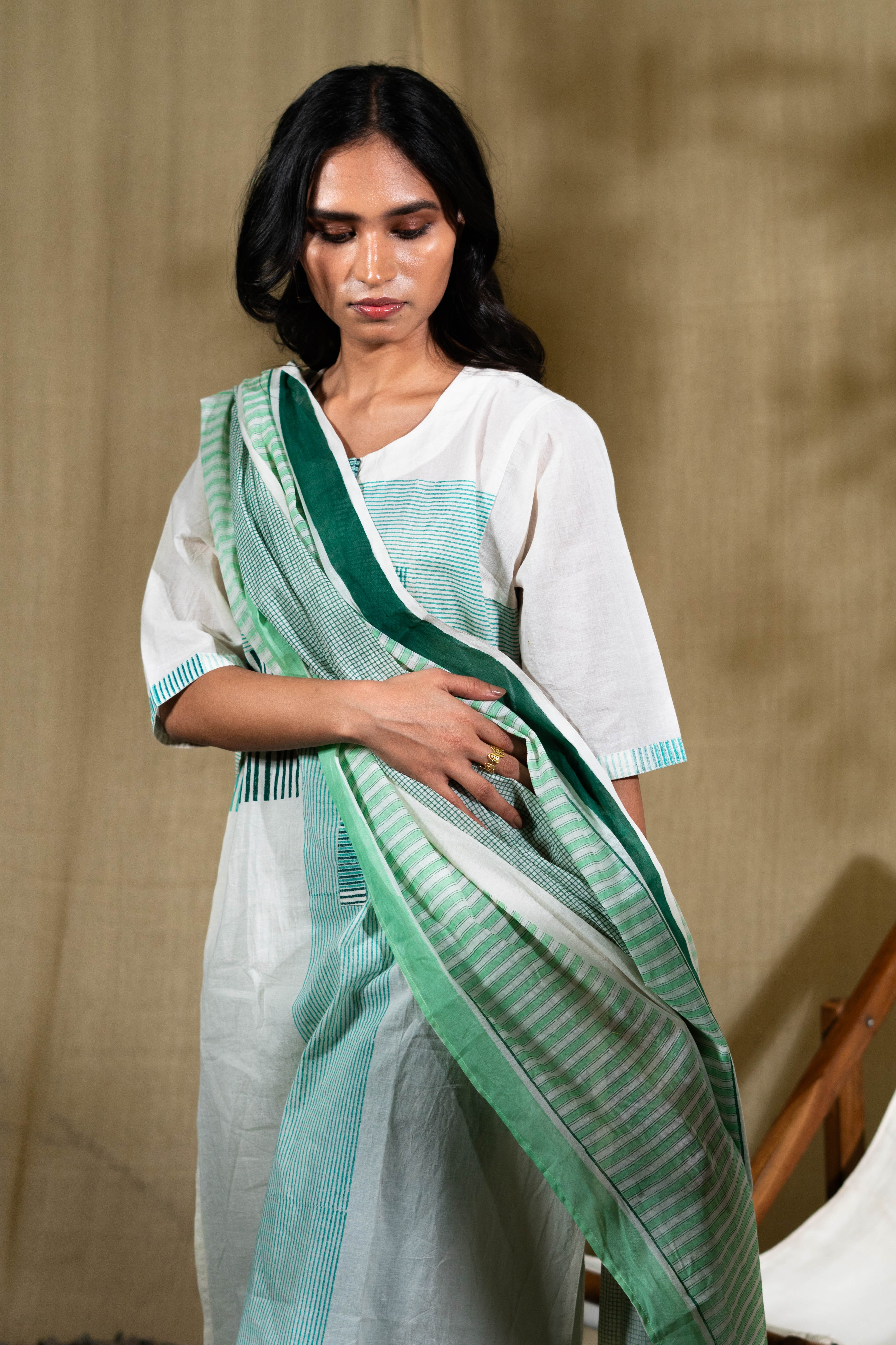 MARINA Chock-Block Kurta Set (Set of 3)