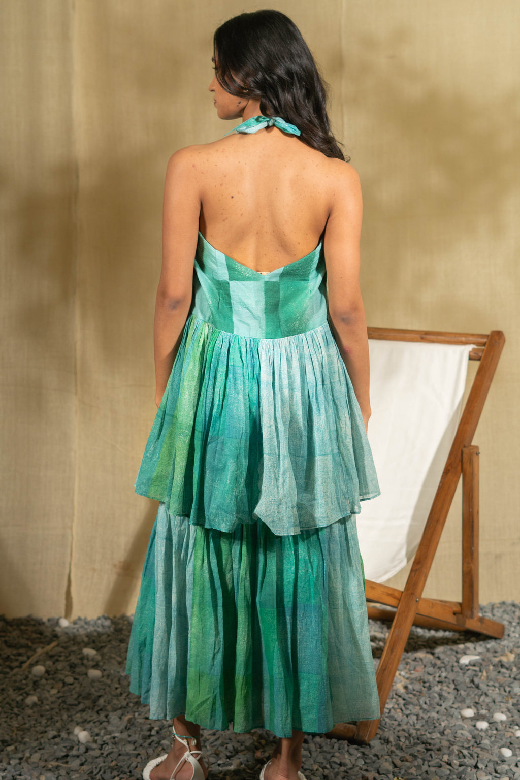 MARINA aqua halter dress