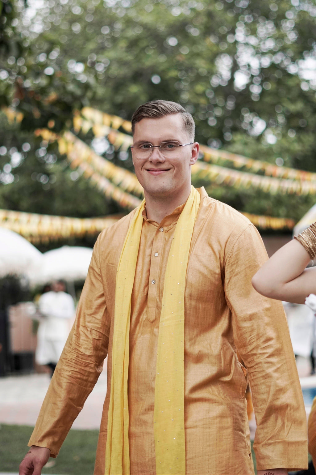 BANANA man Marigold Haldi Kurta (Set Of 3)