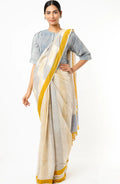 BANANA Yellow-Blue Micro Saree with Crop Top - BANANA labs