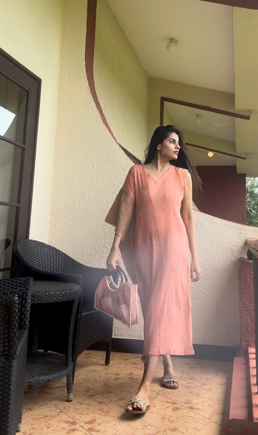 Aurum Gold-sided peach kaftan