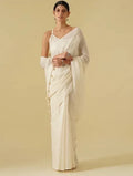 BANANA White Mul Saree with Blouse - BANANA labs