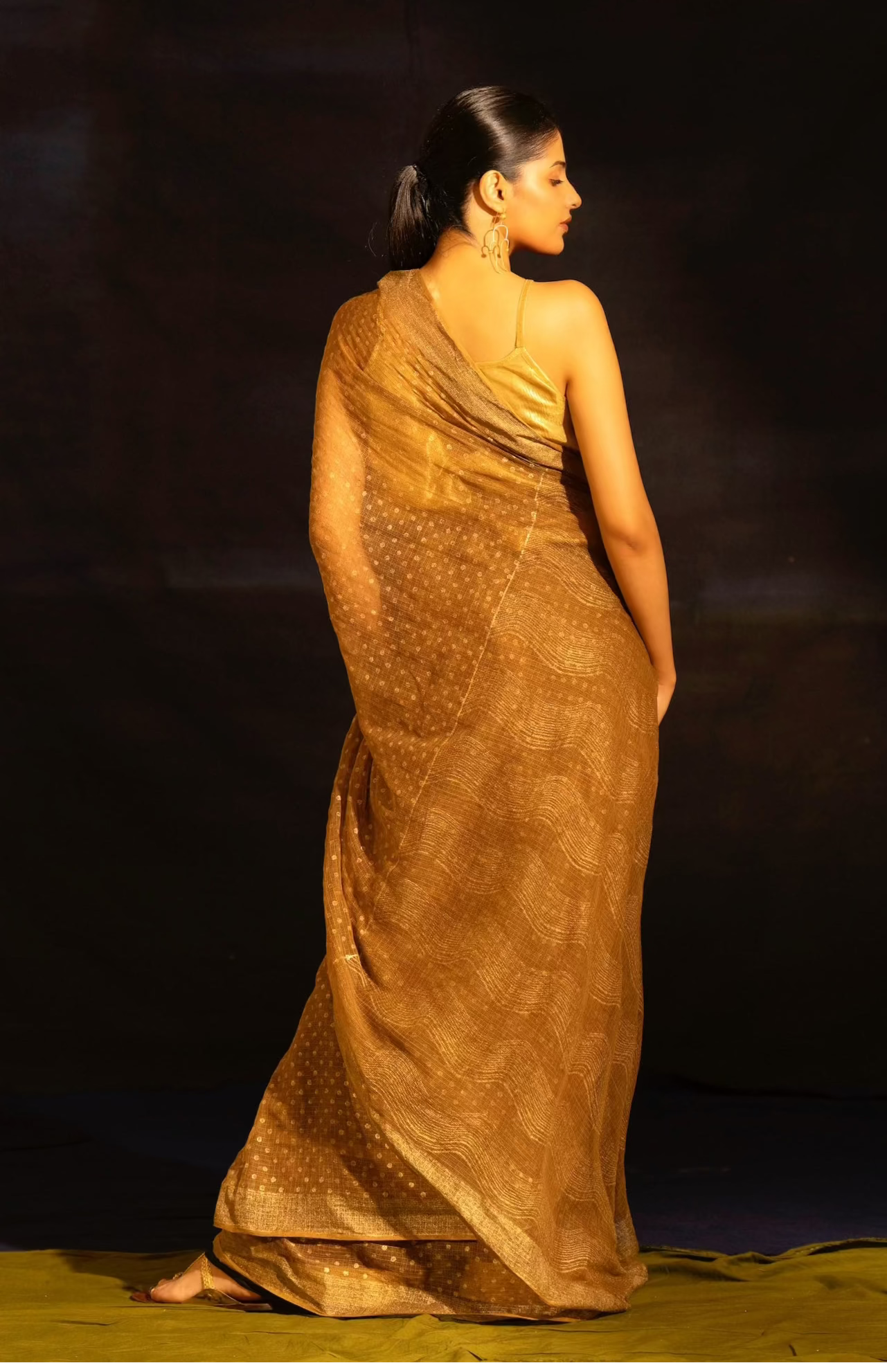 Illume Rivet Brown Saree