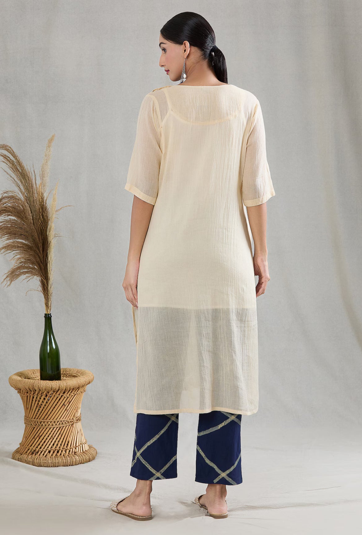 Crossroads Beige Kurta and Strike Pant Set