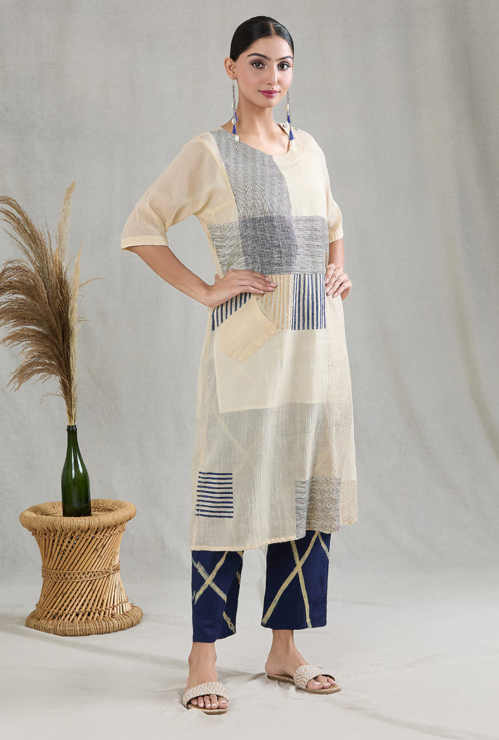 Crossroads Beige Kurta and Strike Pant Set