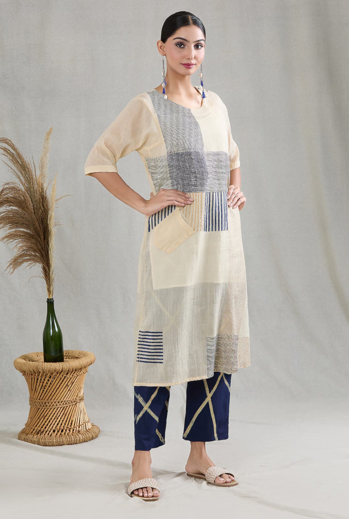 Crossroads Beige Kurta and Strike Pant Set