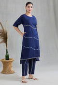 Crossroads Navy and White Wave Kurta and Pant Set - BANANA labs