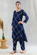 Crossroads Navy Diamond Kurta and Pant Set - BANANA labs