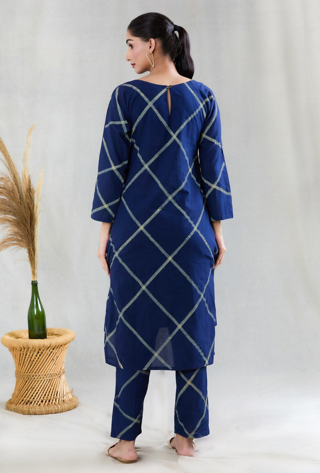 Crossroads Navy Diamond Kurta and Pant Set